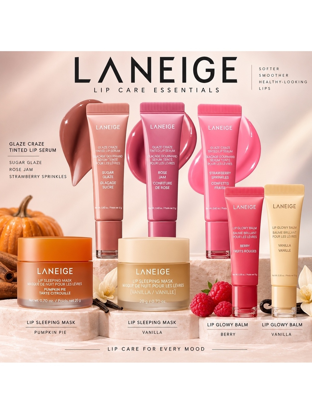 LANEIGE • 7 Pc Lip Bundle• Save BIG with Collection of Laneige Lip Products!